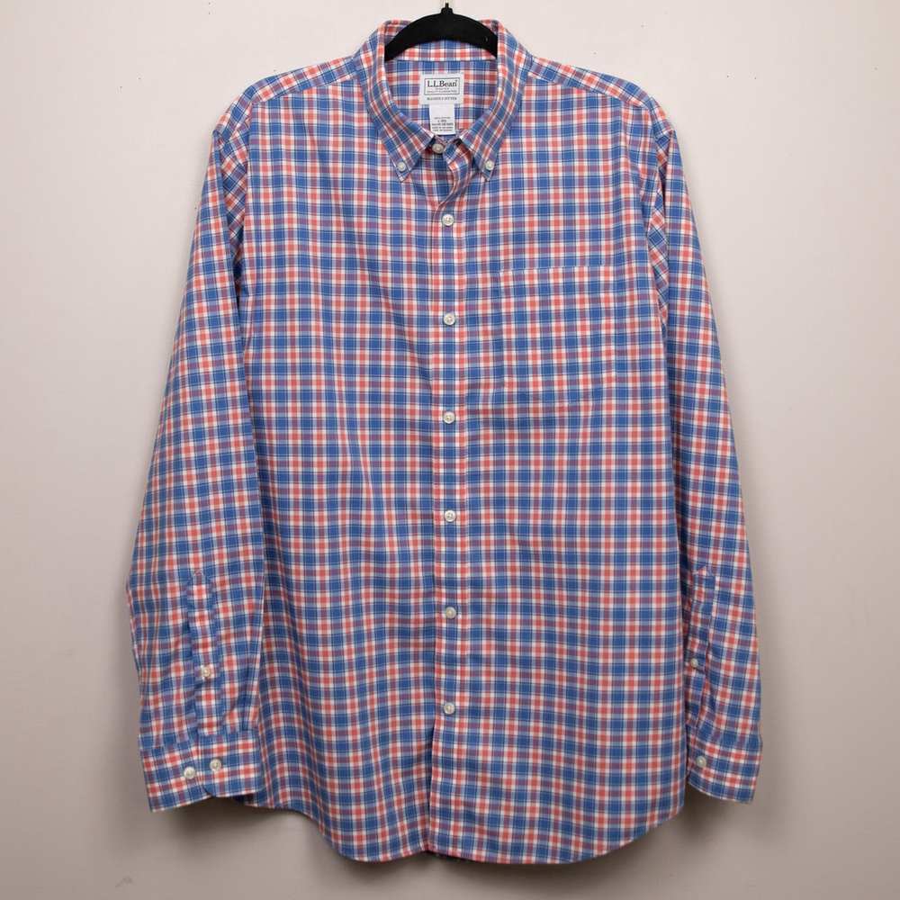 L.L. Bean Slightly Fitted plaid button down shirt-L